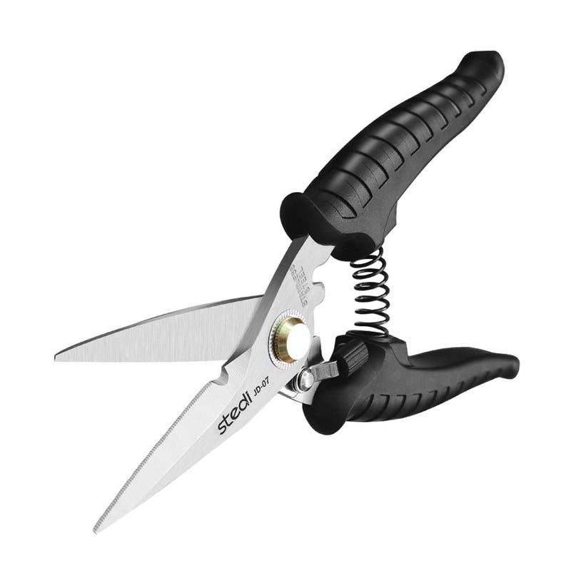 stedi Scissors Heavy Duty, Multi-Purpose Shears with Finely Serrated High Carbon Stainless Steel Blades -Easy Cutting Electrical Cable Notch, Insulation, Non-Slip Comfortable Handle, Soft Cable - Image 1